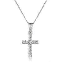Croix Griffes Or gris 18 carats Diamants 0.25 cts