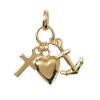 Pendentif Coeur Croix Ancre Plaqué Or