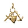 Pendentif Coeur Croix Ancre Plaqué Or