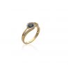 Bague Vintage Pierre Noire Plaqué Or Rhodié