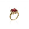 Bague Vintage Entourage Pierre Rouge Plaqué Or