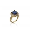 Bague Vintage Entourage Pierre Bleu Plaqué Or