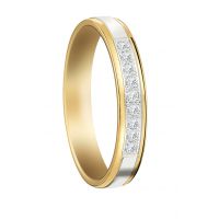 ALLIANCE SERTI GRAIN DEUX ORS 9 DIAMANTS 18 CARATS LARGEUR 3.5