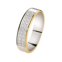 ALLIANCE SERTI GRAIN DEUX ORS 24 DIAMANTS 18 CARATS LARGEUR 5