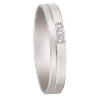 ALLIANCE SERTI PAVE 3 DIAMANTS 18 CARATS LARGEUR 3.5