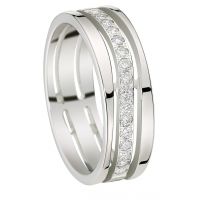 ALLIANCE SERTI GRAIN 16 DIAMANTS 18 CARATS LARGEUR 6