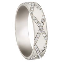 ALLIANCE SERTI 78 DIAMANTS CROIX T/C 18 CARATS LARGEUR 5
