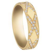 ALLIANCE SERTI 39 DIAMANTS CROIX 1/2 T 18 CARATS LARGEUR 5