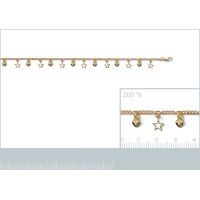 Bracelet Breloques Etoiles et Coeurs Plaqué Or