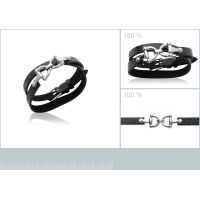 Bracelet deux rangs Acier / Cuir Equitation