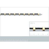 Bracelet Bicolore Acier Plaqué Or Caoutchouc et Inox