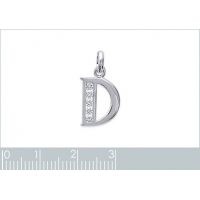 Pendentif Initiale D OZ Argent 925/1000 Rhodié