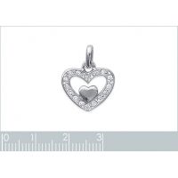 Pendentif Coeur OZ Argent 925/1000 Rhodié
