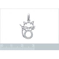 Pendentif Chat OZ Argent 925/1000 Rhodié