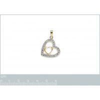 Pendentif Double Coeur OZ Plaqué Or Rhodié