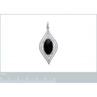 Pendentif Aborigène Imit. Onyx Argent 925/1000 Rhodié