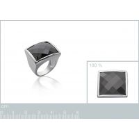 Bague Moderne Large Pierre Noire Argent 925 Rhodié
