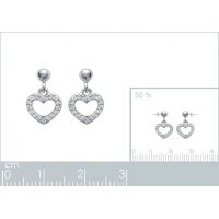 Boucles d'oreilles Pendantes Coeur OZ Argent 925/1000 Rhodié