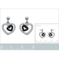 Boucles d'oreilles Pendantes Coeur PS Argent 925/1000 Rhodié