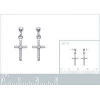 Boucles d'oreilles Croix OZ Argent 925/1000 Rhodié