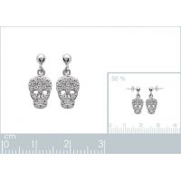 Boucles d'oreilles Tetes De Morts Oxyde Argent 925/1000 Rhodié