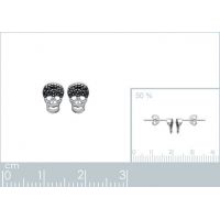 Boucles d'oreilles Tetes De Morts Argent 925/1000 Rhodié