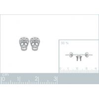 Boucles d'oreilles Tetes De Morts Oxyde Argent 925/1000 Rhodié