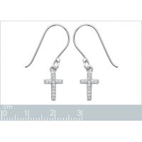 Boucles d'oreilles Croix OZ Argent 925/1000 Rhodié