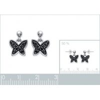 Boucles d'oreilles Papillons PS Argent 925/1000 Rhodié