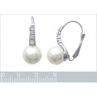 Boucles d'oreilles Dormeuses Imitation Perle Argent 925/1000 Rhodié