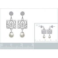 Boucles d'oreilles Pendantes Imitation Perle Argent 925/1000 Rhodié