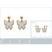 Boucles d'oreilles Papillons OZ Plaqué Or Rhodié
