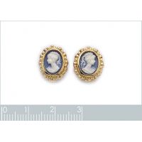 Boucles d'oreilles camée Bleu Imit Plaqué Or.