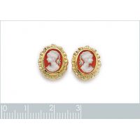 Boucles d'oreilles Plaqué Or imit.camée rouge.