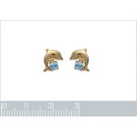 Boucles d'oreilles Dauphins CRISTAL Plaqué Or
