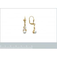 Boucles d'oreilles Pendantes imitation Perle Plaqué Or Rhodié
