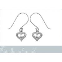 Boucles d'oreilles Pendantes Coeur OZ Argent 925/1000 Rhodié