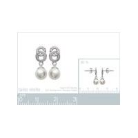 Boucles d'oreilles Pendantes OZ perle d'imitation Argent 925/1000 Rhodié