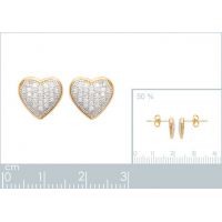 Boucles d'oreilles Coeurs OZ Plaqué Or rhodié en Forme de Coeur